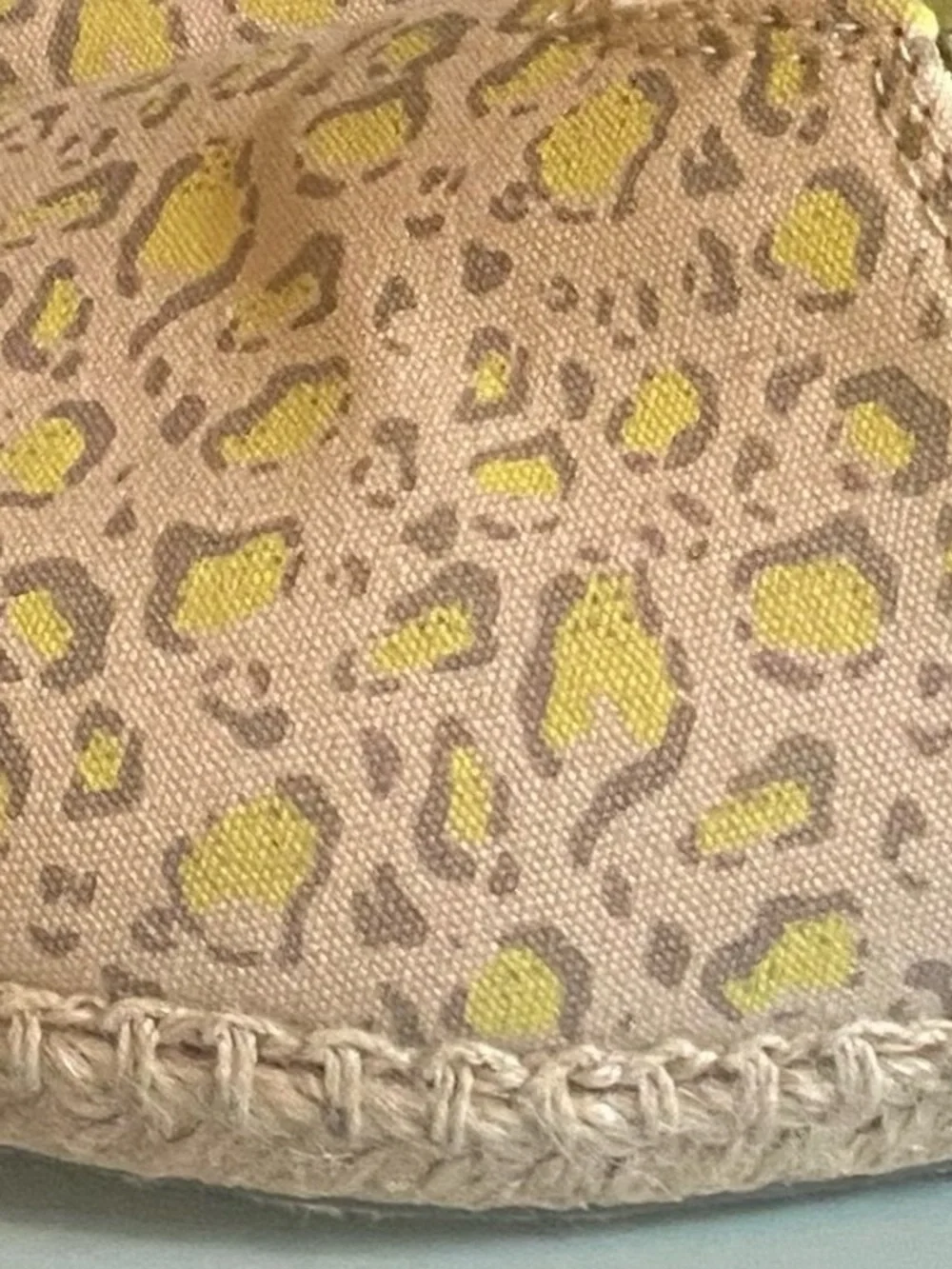TOMS Alpargata Open Toe Espadrille Sandals Limeade Bobcat Leopard Print Boho